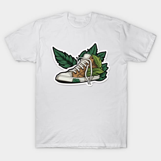 Stay Fresh and Plant a Tree with the Brown Cartoon Converse-Inspired T-Shirt by Greenbubble